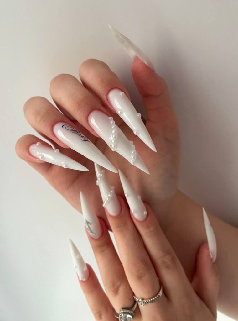 White Stiletto Nails with Pearls: The Ultimate Guide to Edgy Elegance