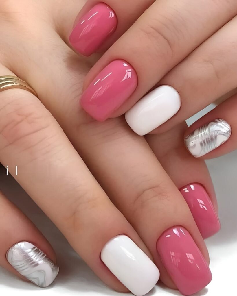 Pink and White Nail Designs with Silver Accents: A Chic Style Guide
