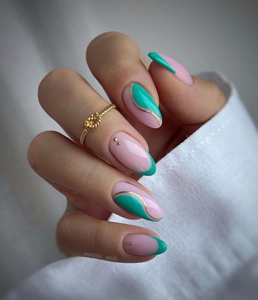 Abstract Teal and Pink Swirl Nails: How to Wear This Modern Pastel Trend