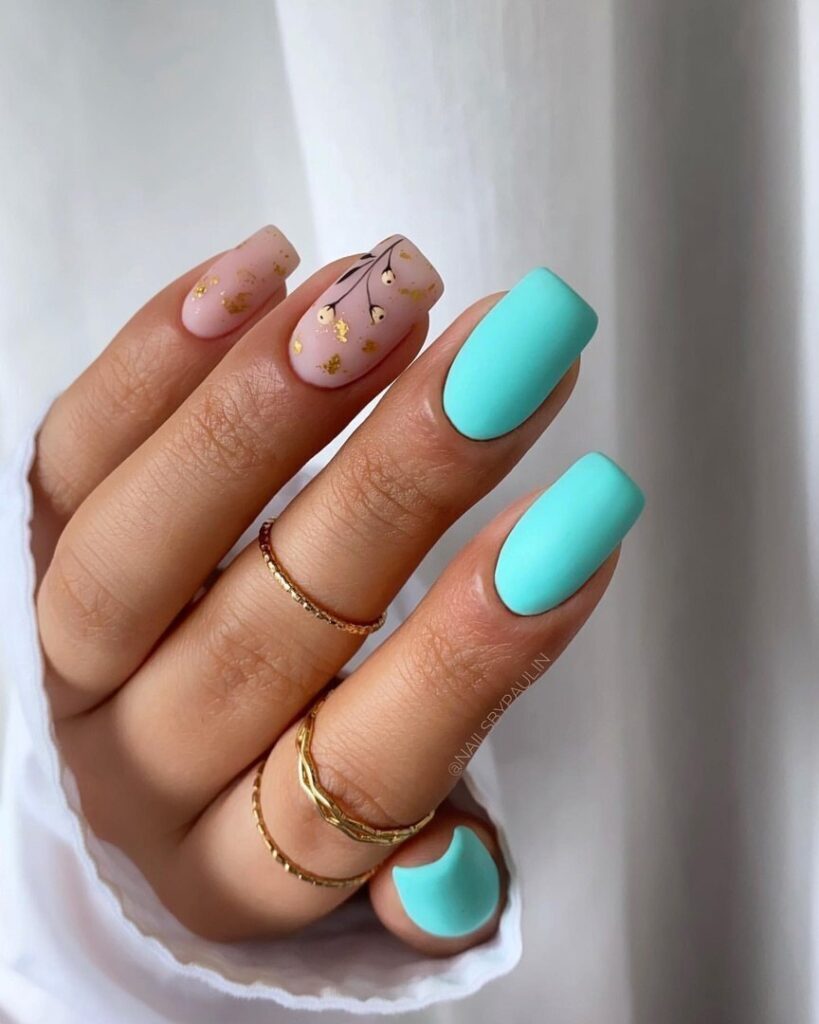 Matte Mint Green and Gold Nail Designs: A Sophisticated Manicure Refresh