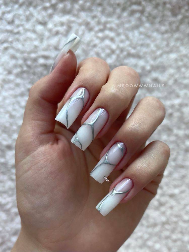 White and Silver Geometric Coffin Nails: A Guide to Modern Sophistication