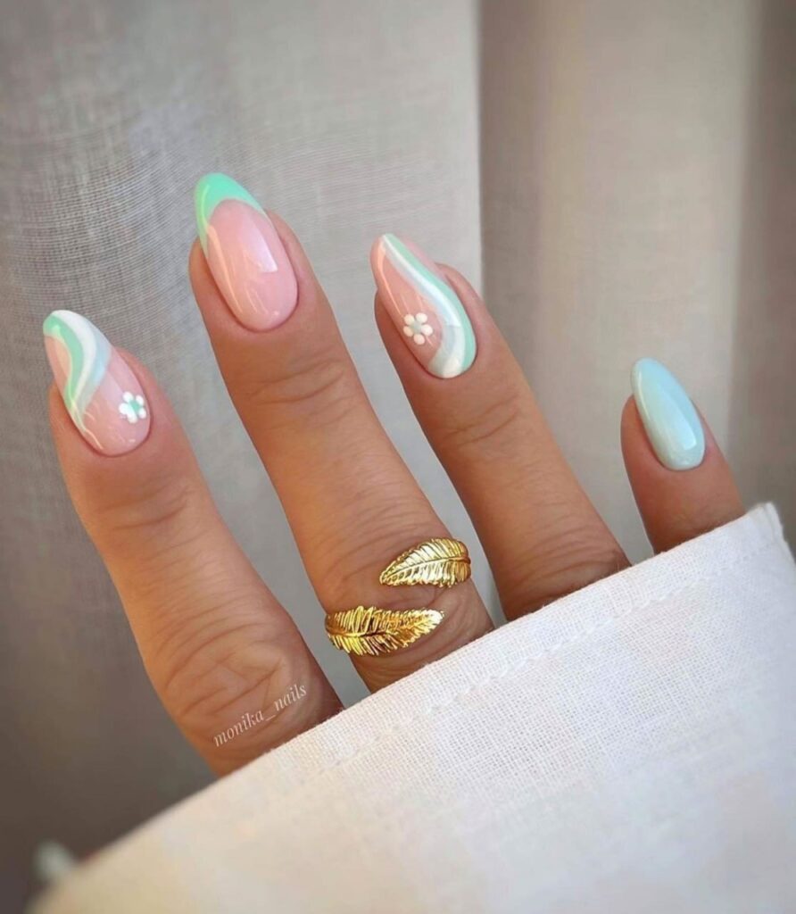 Pastel Wavy Nail Design with Floral Accents: The Ultimate Spring Guide