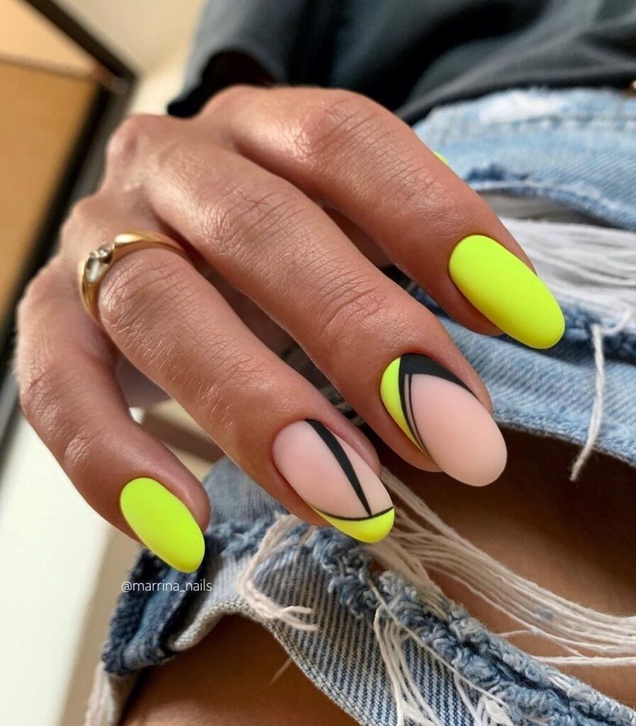 Matte Neon Yellow and Black Abstract Nail Art: A Complete Styling Guide