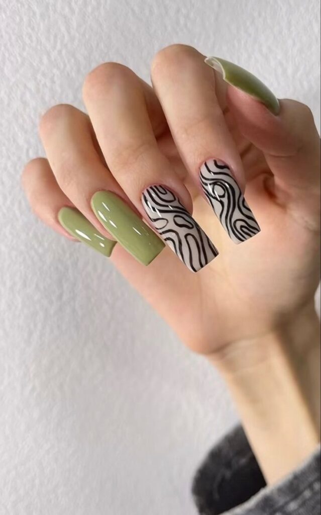Sage Green Abstract Swirl Nails: Why This Organic Trend is Taking Over