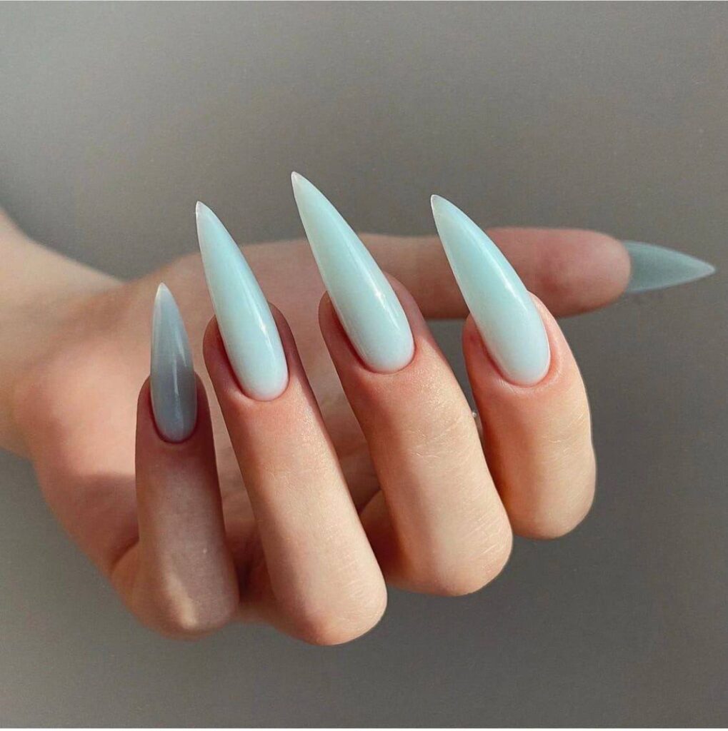 Milky Blue Stiletto Nails: The Sophisticated Manicure Trend You Need to Try