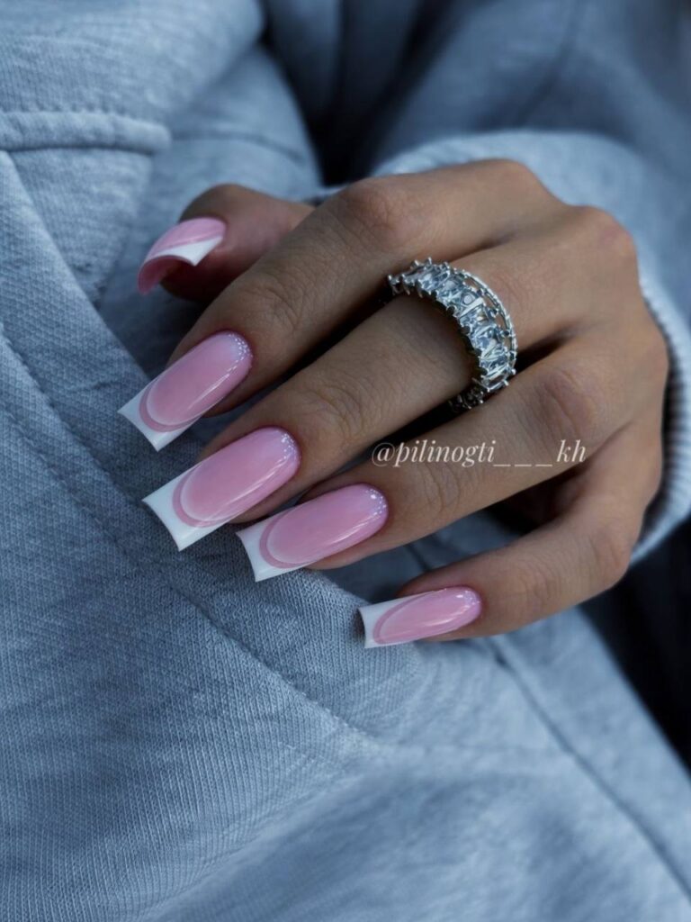 Baby Pink V-Cut French Nails: The Modern Twist on a Timeless Look