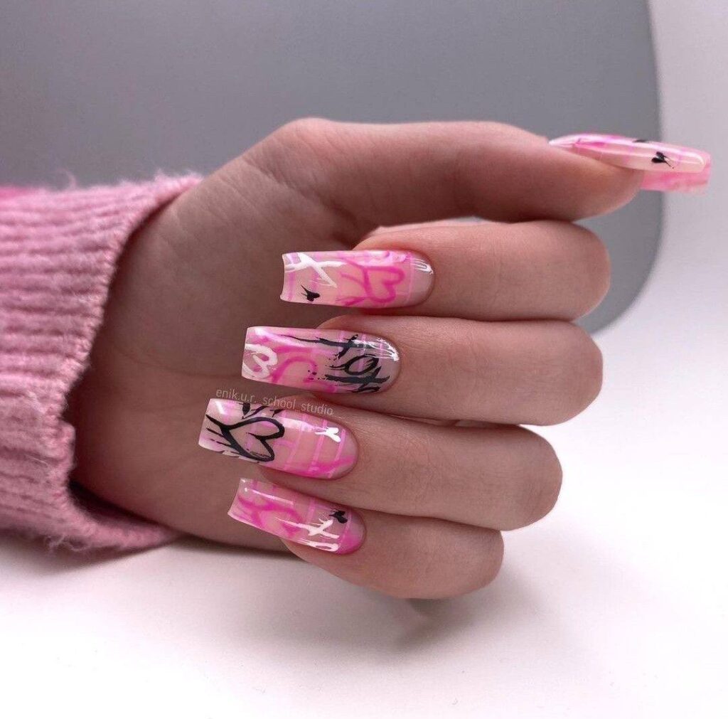 How to Master Pink Graffiti Nail Art for an Edgy Streetwear Aesthetic