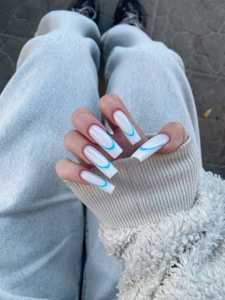 Why Milky White Nails With Blue Swirls Are the Ultimate Clean Girl Aesthetic