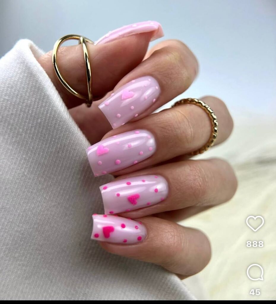 15 Chic Pink Polka Dot Nail Designs for Short Square Nails