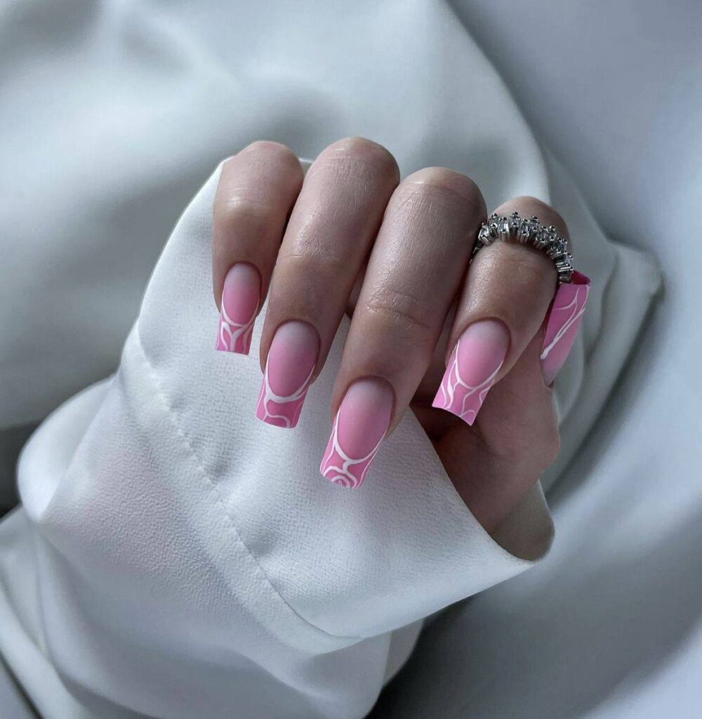 Pink Ombre Coffin Nails with White Swirls: The Ultimate Style Guide