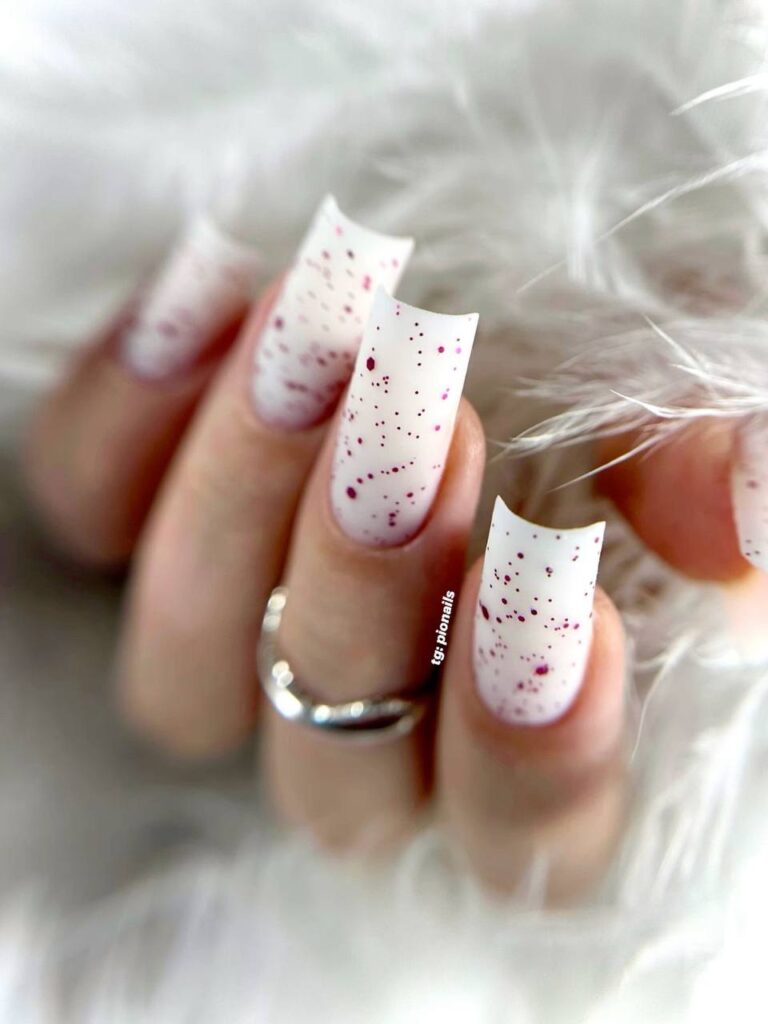Milky White Nails with Burgundy Speckles: The Ultimate Style Guide