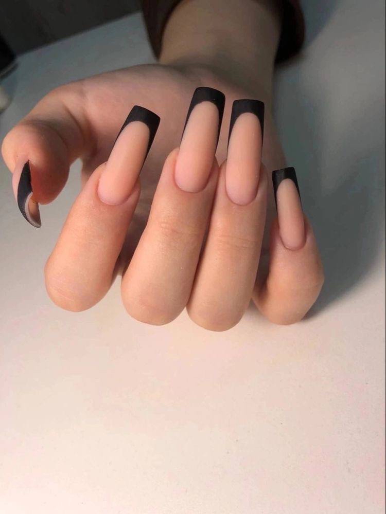 Matte Black French Coffin Nails: The Edgy Autumn Manicure Trend