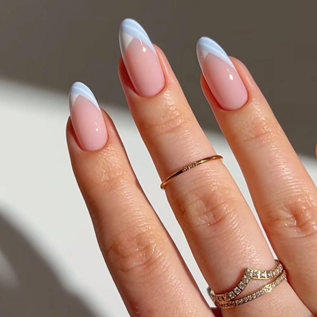 Blue Swirl French Nails: The Breeziest Spring Manicure Trend