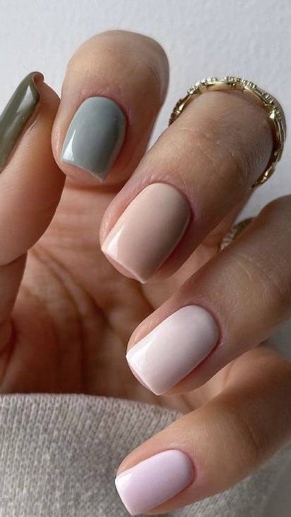 Tonal Neutral Skittle Nails: The Softest Spring Manicure Trend
