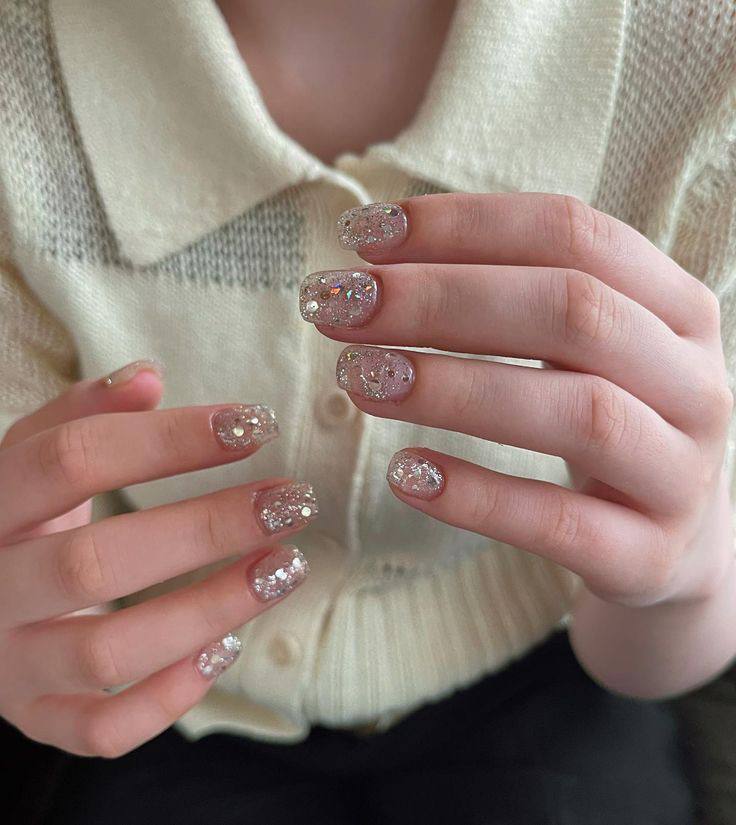 Crystal Sugar Nails: The Sparkliest Winter Manicure Trend