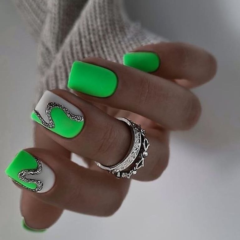 Acid Green Matte Swirl Nails: The Boldest Manicure Trend for Spring