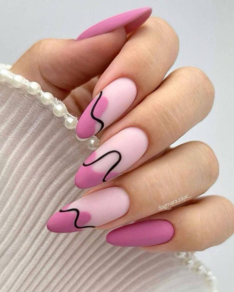 Abstract Matte Swirl Nails: The Softest Spring Manicure Trend