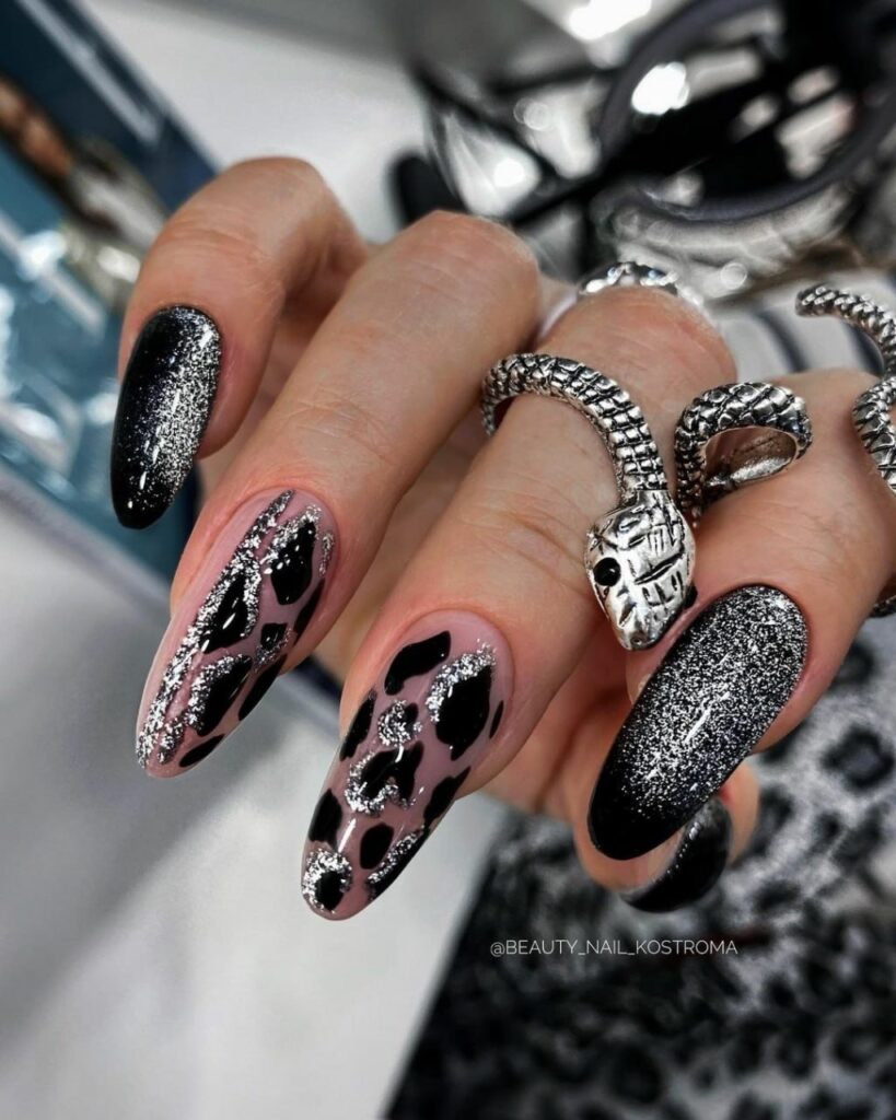 Midnight Animal Print Nails: The Edgiest Winter Manicure Trend