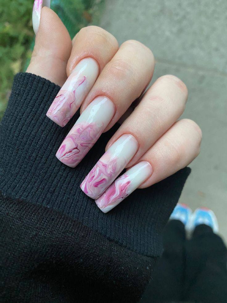 Rose Quartz Marble Nails: The Serene Spring Manicure Trend