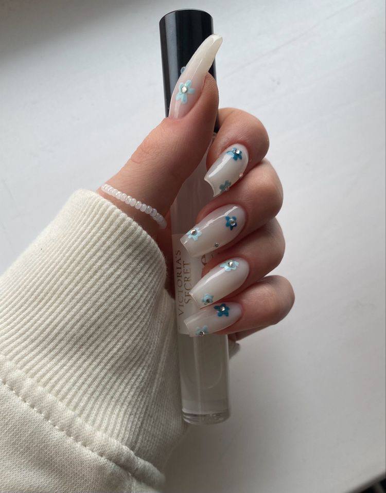 Milky Forget-Me-Not Nails: The Sweetest Spring Manicure Trend