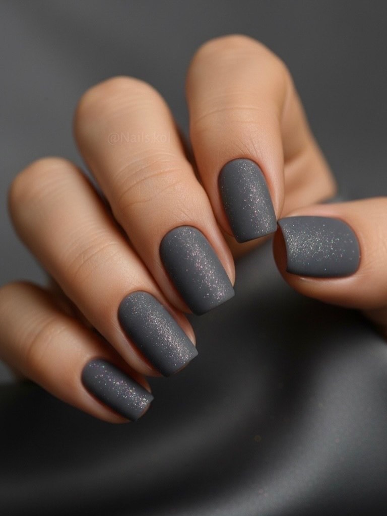 Velvet Charcoal Nails: The Coziest Winter Manicure Trend