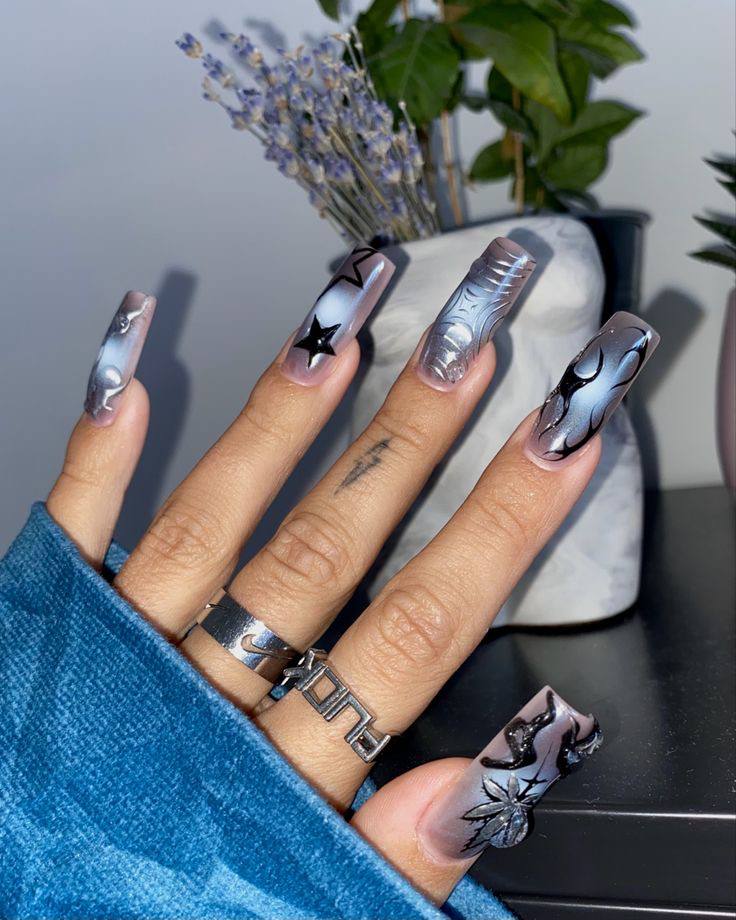 Liquid Chrome Aura Nails: The Moodiest Winter Nail Trend