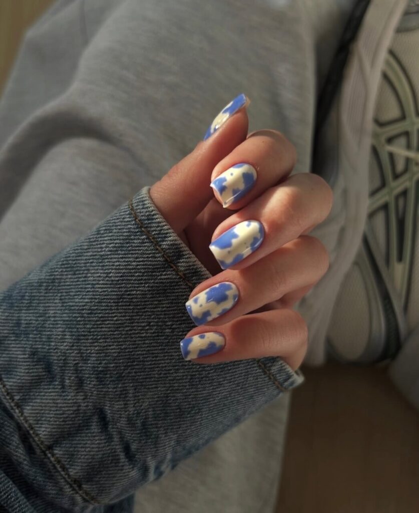 Azure Marble Nails: The Freshest Blue and White Trend for a Spring Manicure